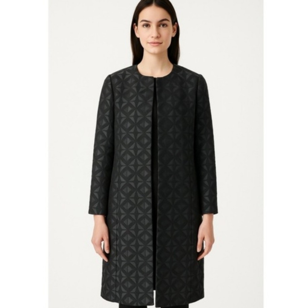 Calvin Klein black diamond print jacquard topper coat